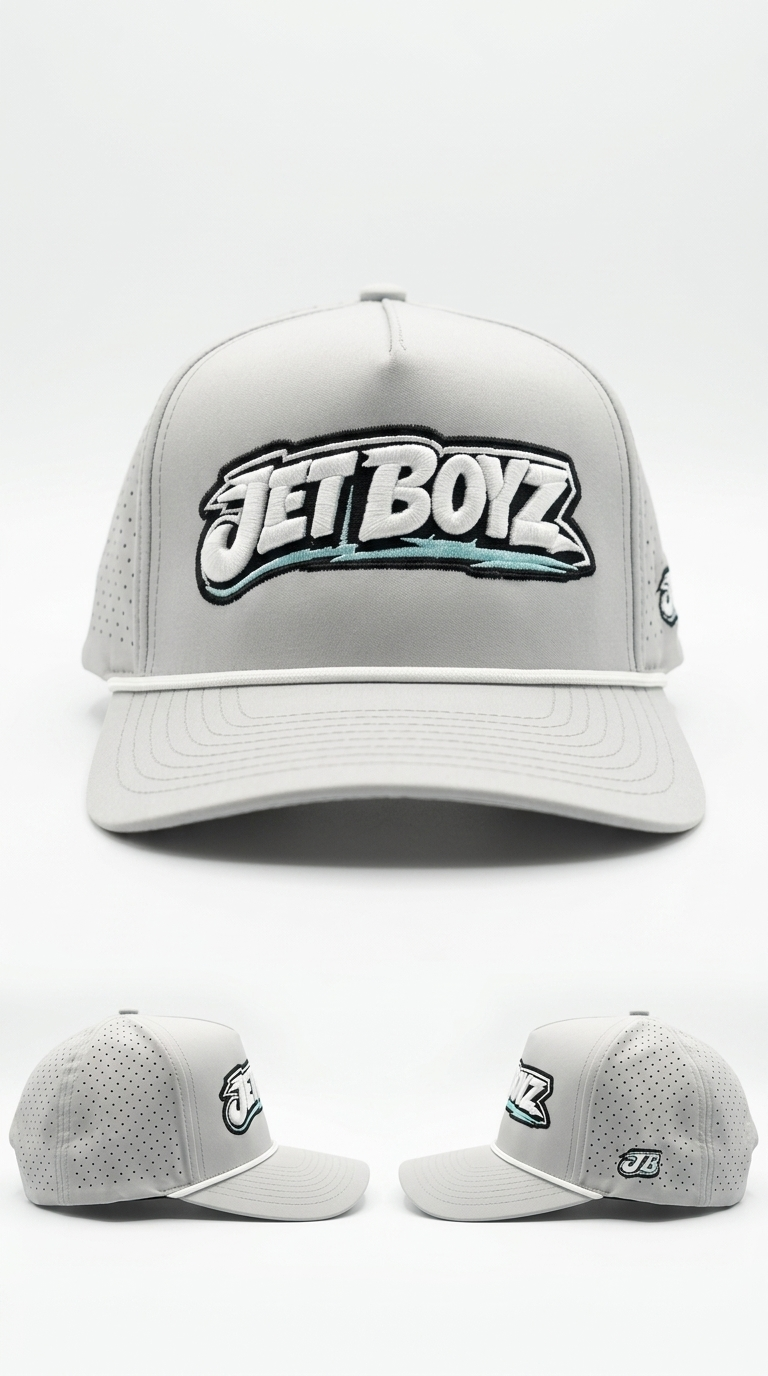 Jet Boyz Performance Snapback Hat - Silver/white