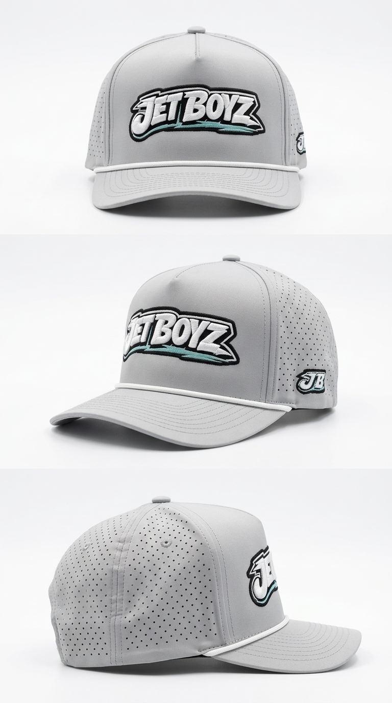 Jet Boyz Performance Snapback Hat - Silver/white
